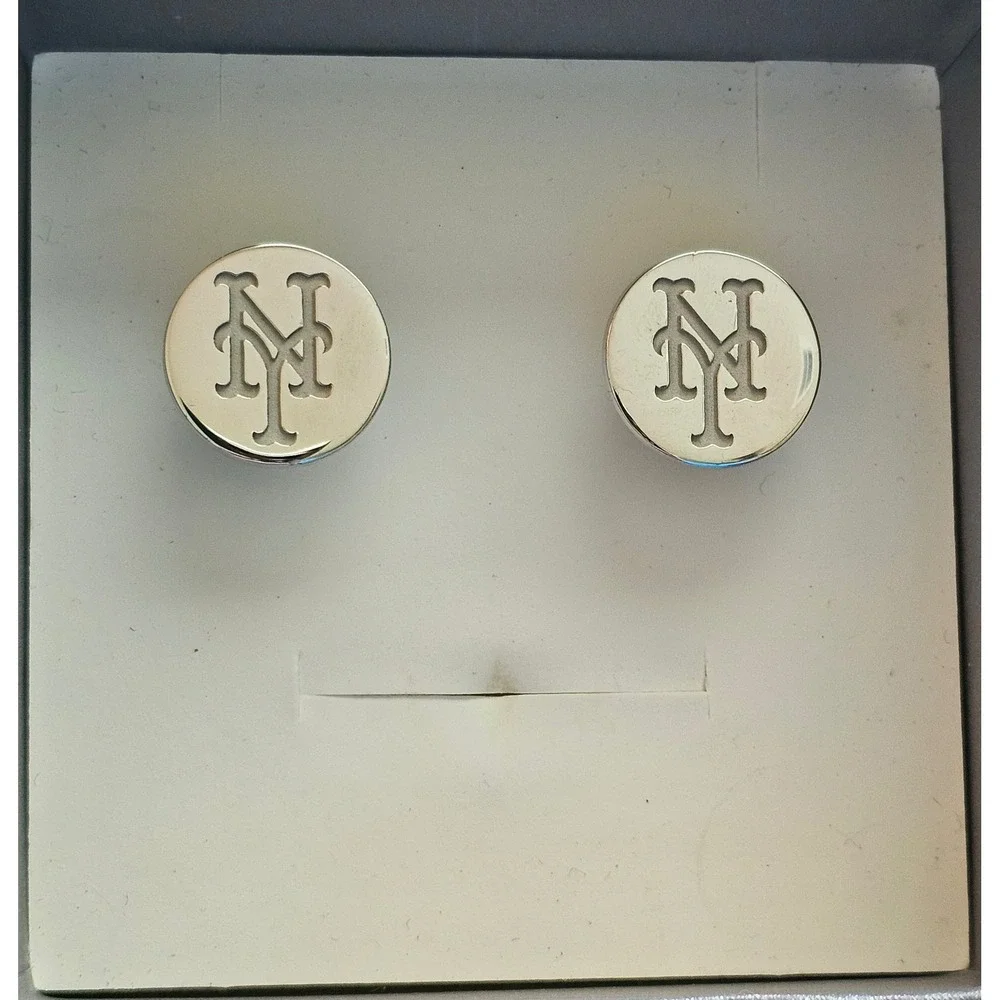 New York Mets Sterling Silver Cufflinks MLB Baseball Logo Silver 925 Round